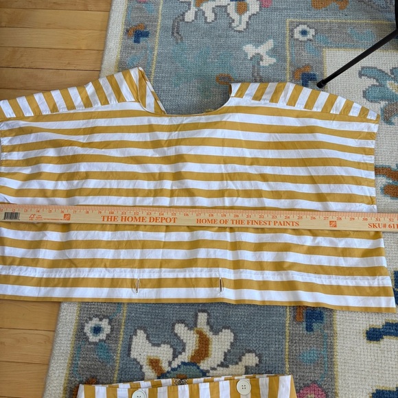 TELA Yellow Stripe Set Pencil Skirt Oversize Top Button Cotton Size L - Picture 15 of 16